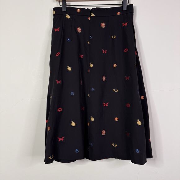 Alexander McQueen Black Embroidered Skirt Size IT 44 Pleated NWT Avant Garde - Picture 7 of 13